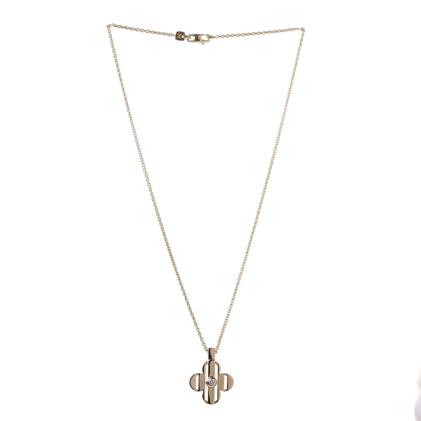 18K Yellow Gold Diamond Fleur Pendant Necklace