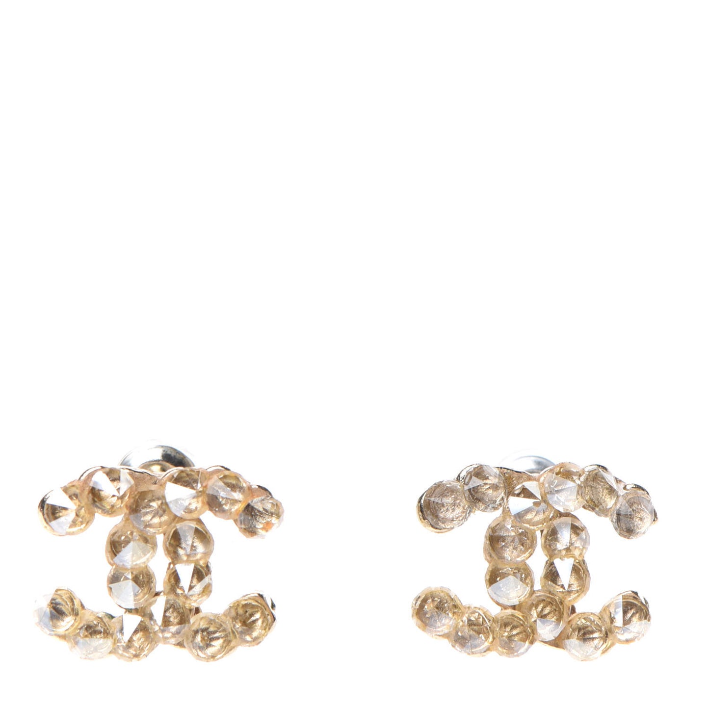 Poured Glass CC Earrings Light Gold