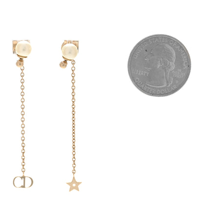 Christian Dior Pearl La Petite Tribale Dangle Chain Earrings Gold 2 of 5