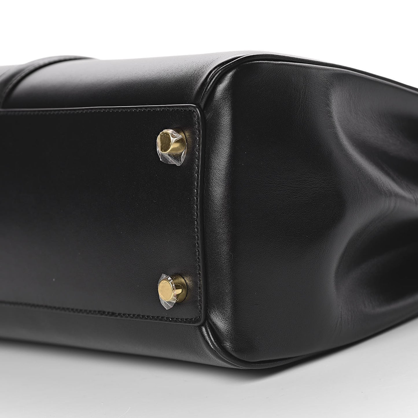 Satinated Calfskin Medium 16 Top Handle Bag Black
