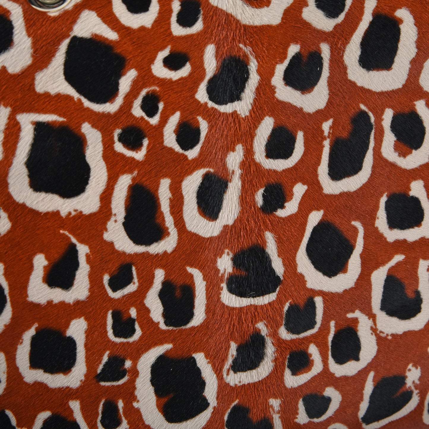 Calf Hair Leopard Print Large Bamboo Shopper Tote Red