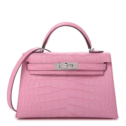 Hermes Matte Alligator Mini Kelly Sellier 20 5P Pink 1 of 10