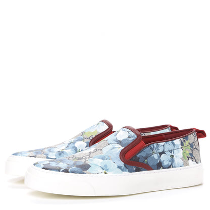 Gucci GG Supreme Monogram Blooms Womens Slip On Sneakers 37.5 Beige Blue Navy Red 3 of 8