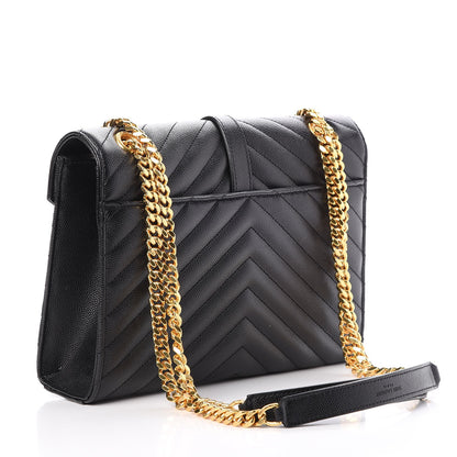 Saint Laurent Grain De Poudre Matelasse Chevron Medium Monogram Satchel Black 4 of 7