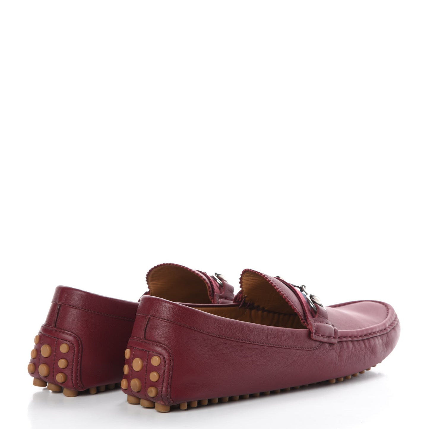 Road Calfskin Web Mens Horsebit Driver Loafers 10 Rosso