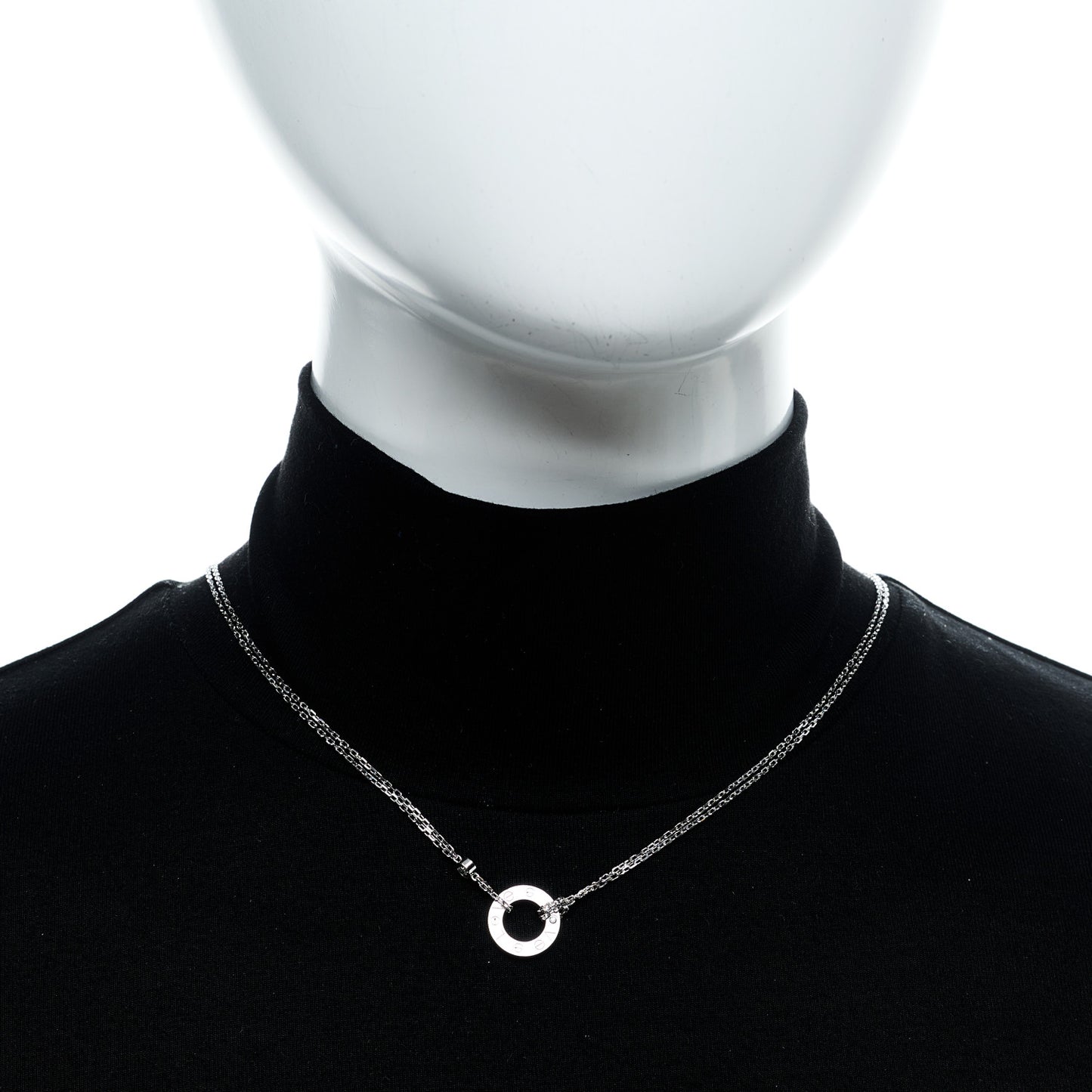 18K White Gold 2 Diamond LOVE Necklace