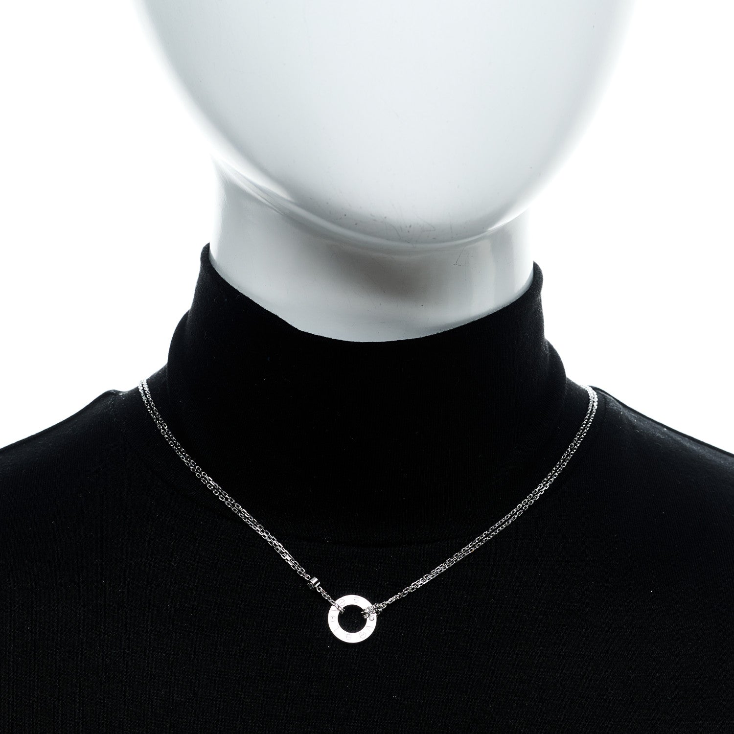 Cartier 18K White Gold 2 Diamond LOVE Necklace 2 of 5