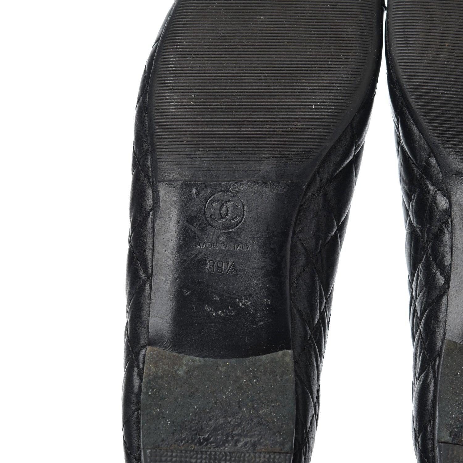 Chanel Aged Calfskin Quilted CC Cap Toe Ballerina Flats 39.5 Black 6 of 21