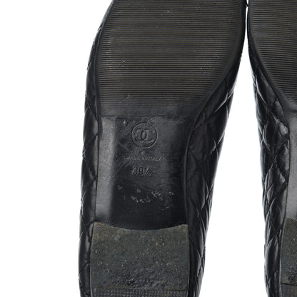 Chanel Aged Calfskin Quilted CC Cap Toe Ballerina Flats 39.5 Black 6 of 21