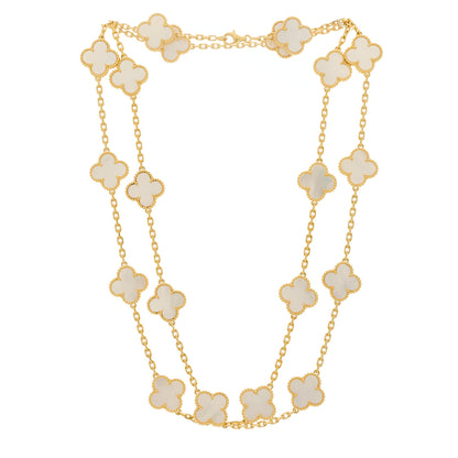 Van Cleef & Arpels 18K Yellow Gold Mother of Pearl 20 Motifs Vintage Alhambra Necklace 3 of 6