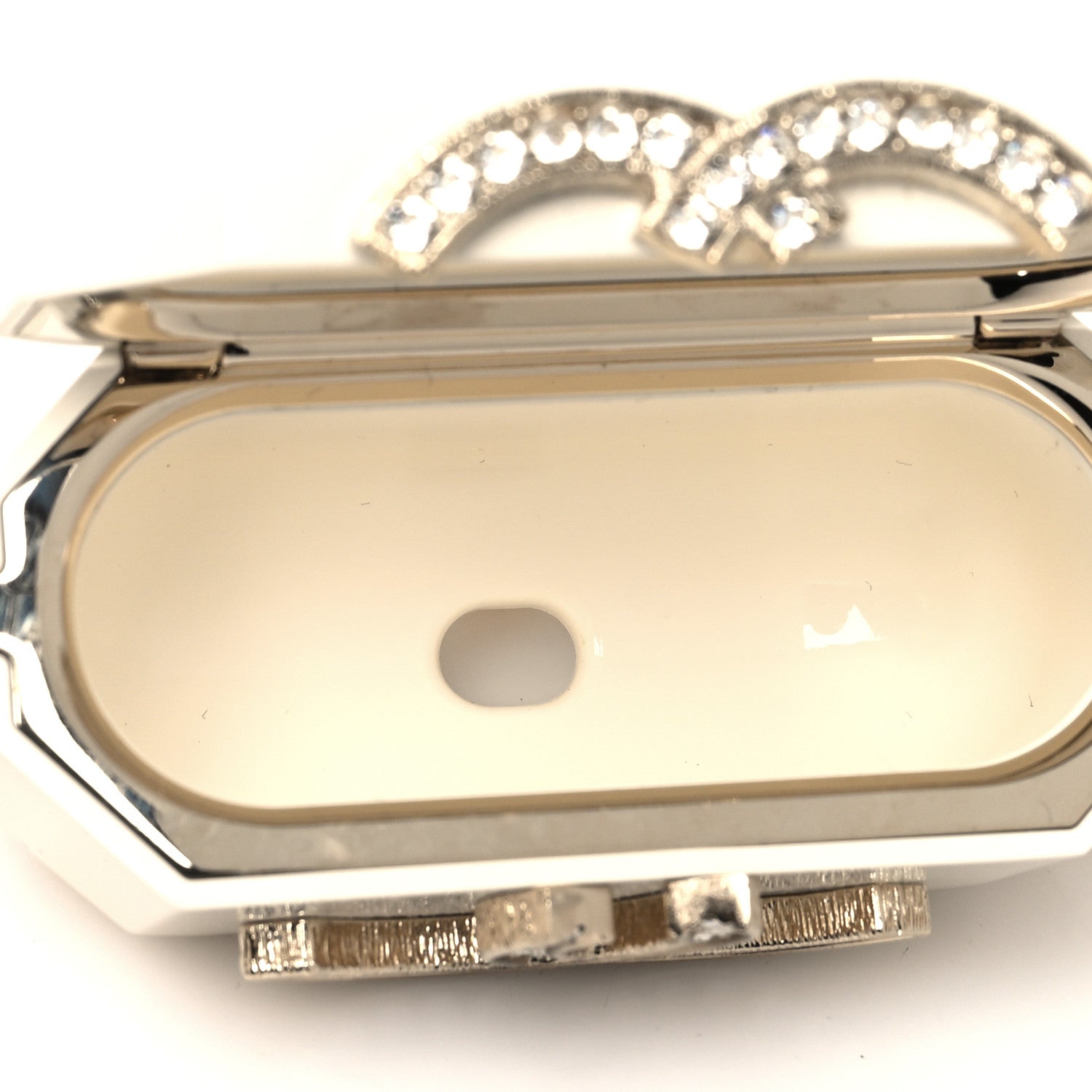 Chanel Resin Crystal Pearl Lambskin Airpods Pro Holder Necklace Pearly White 4 of 5
