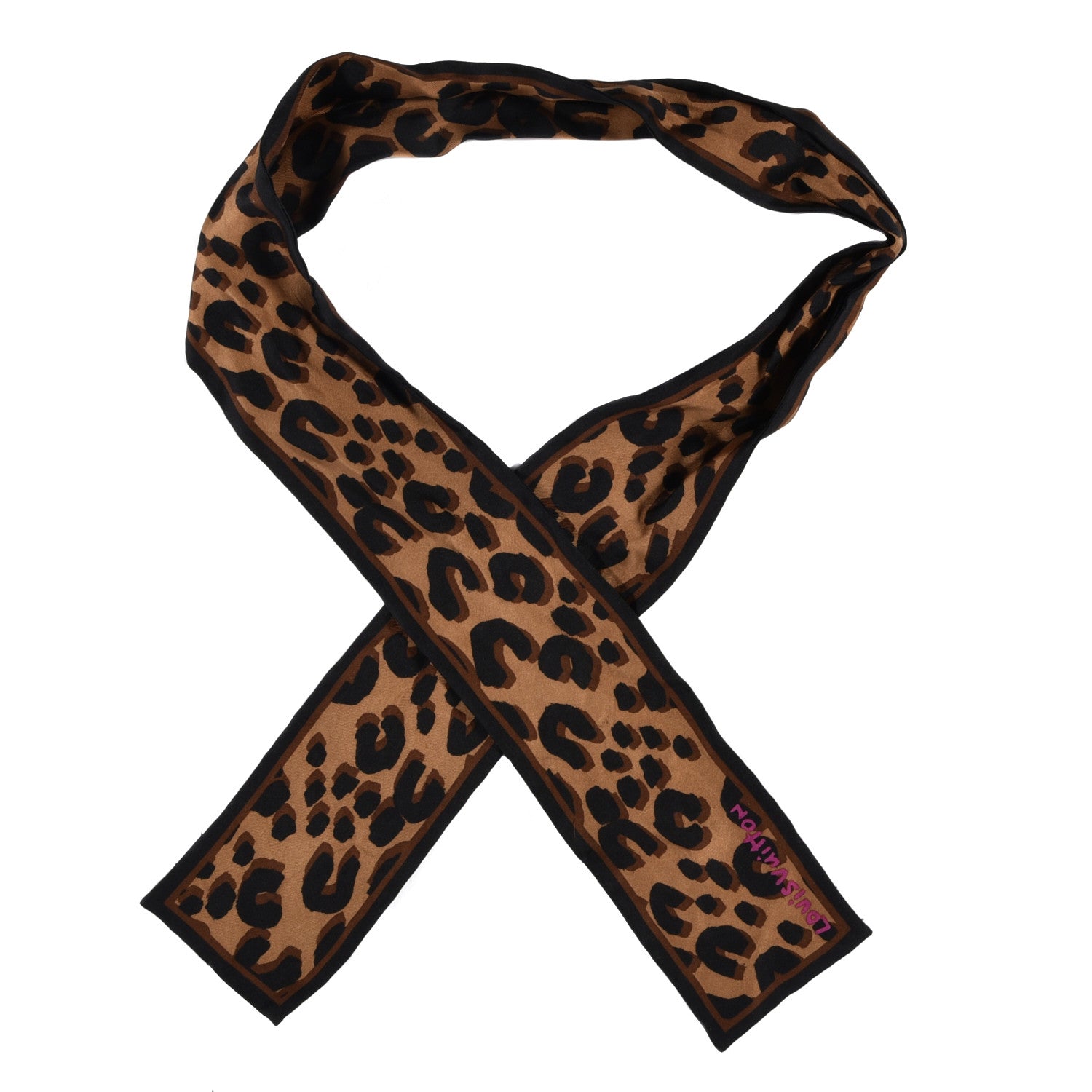 Louis Vuitton Silk Leopard Bandeau Scarf Marron 1 of 4