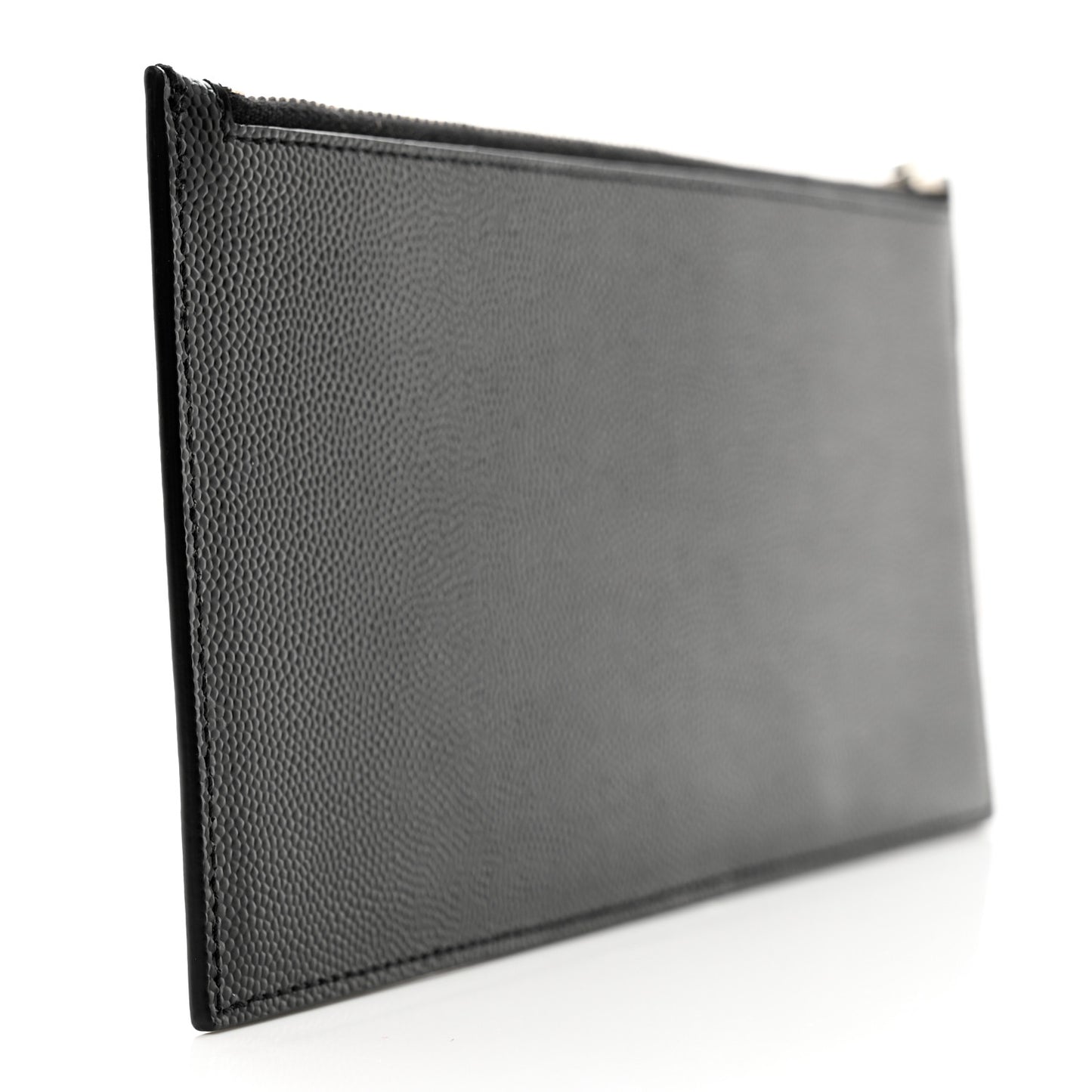 Grained Calfskin Zip Pouch Card Holder Black