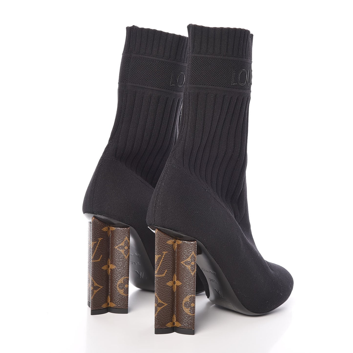 Monogram Stretch Fabric Silhouette Ankle Boots 39.5 Black