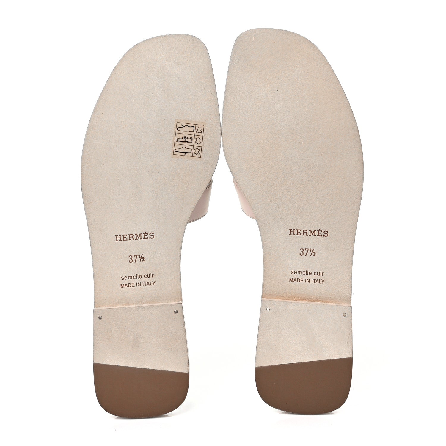 Hermes Box Calfskin Oran Sandals 37.5 Rose Pale 5 of 9