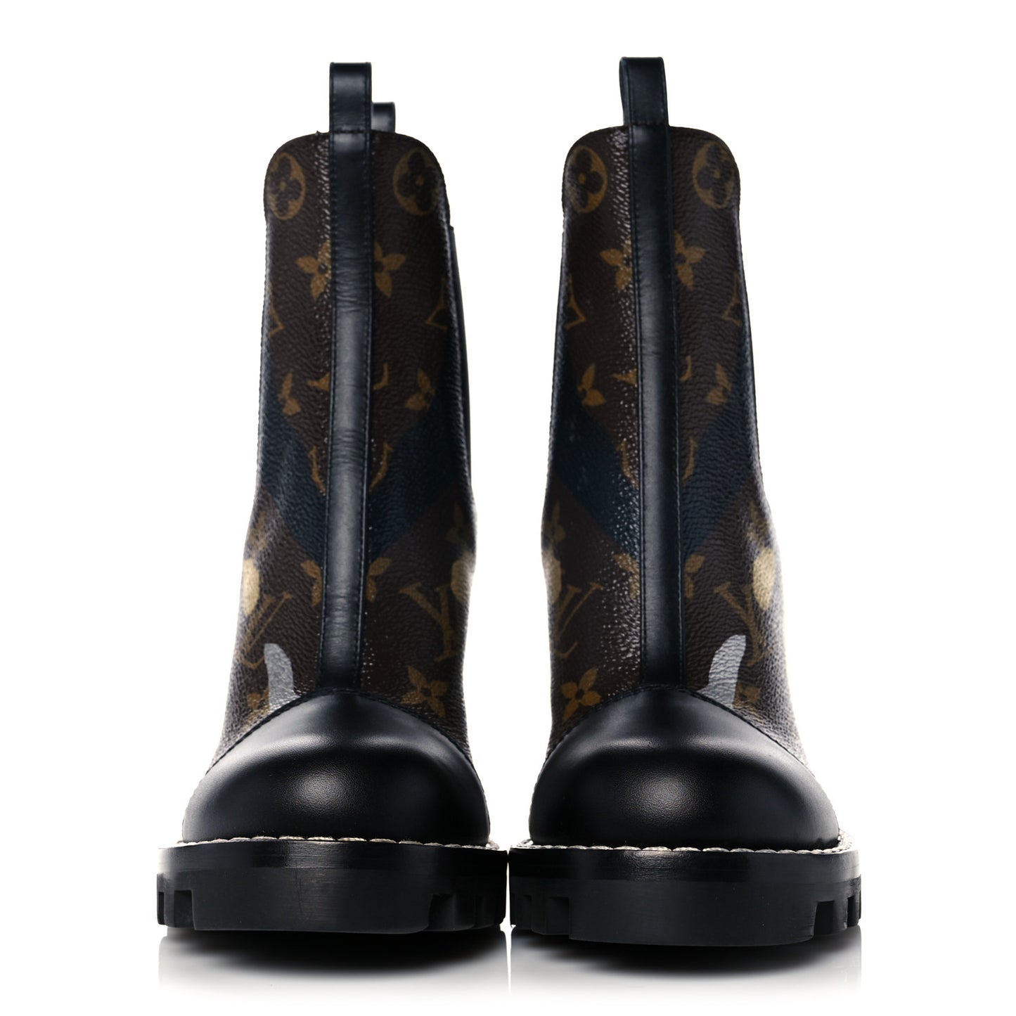 X LOL Patent Calfskin Monogram Star Trail Chelsea Ankle Boots 35.5 Gold Silver