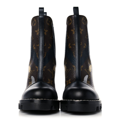 Louis Vuitton X LOL Patent Calfskin Monogram Star Trail Chelsea Ankle Boots 35.5 Gold Silver 2 of 11