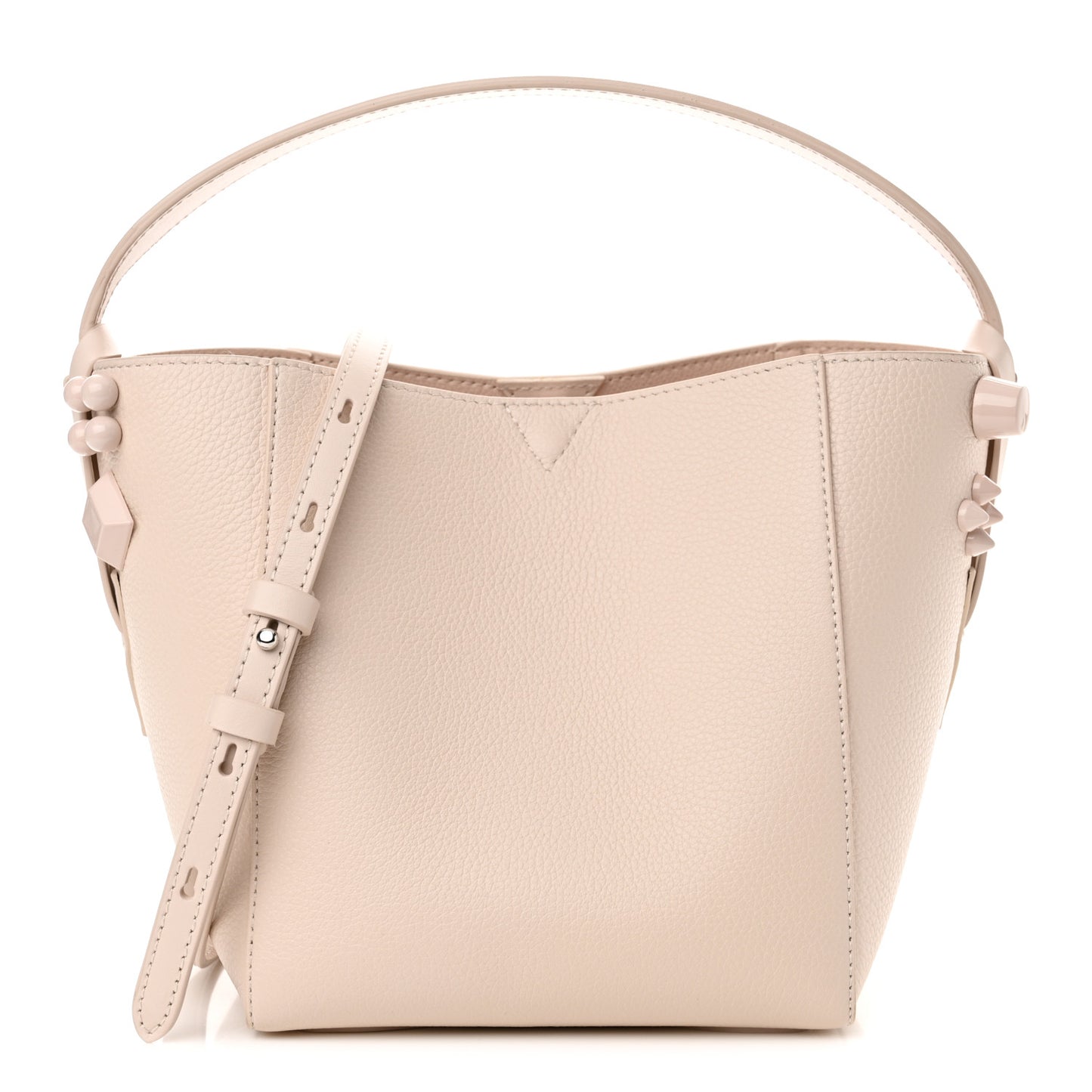 Calfskin Spiked Mini Cabachic Mini Bucket Bag Leche