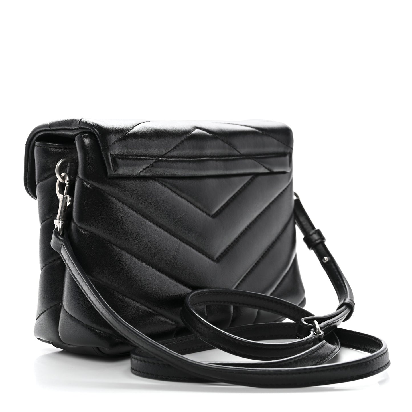 Calfskin Y Quilted Monogram Toy Loulou Crossbody Bag Black