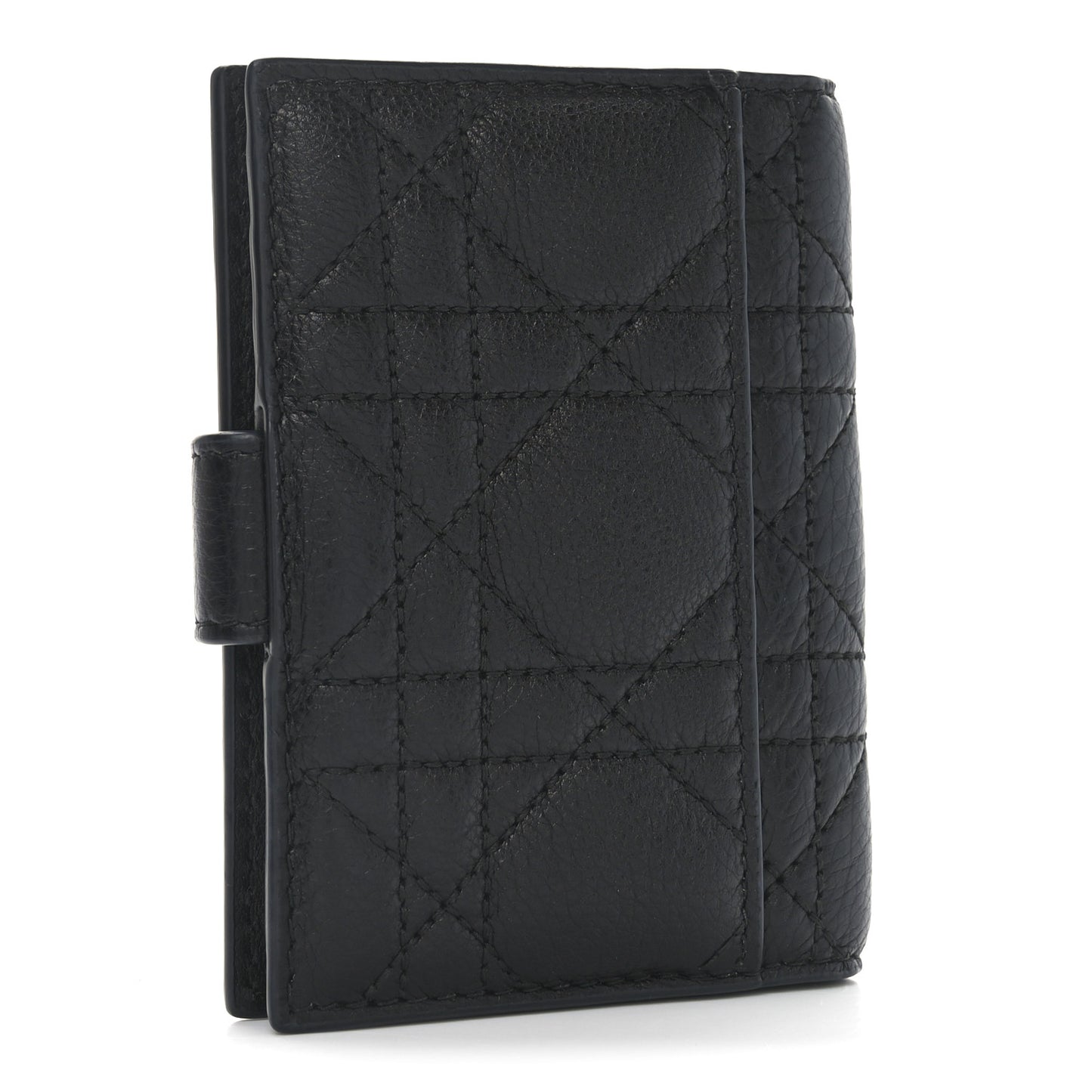Supple Calfskin Cannage Caro Dandelion Card Holder Black