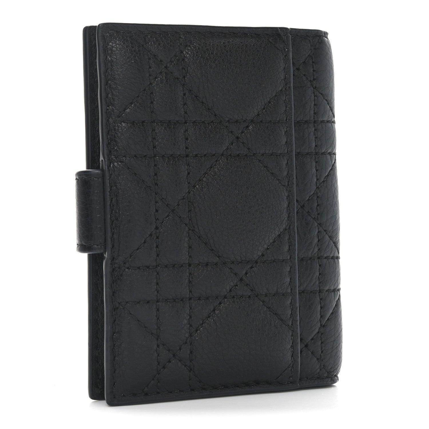 Christian Dior Supple Calfskin Cannage Caro Dandelion Card Holder Black 3 of 6