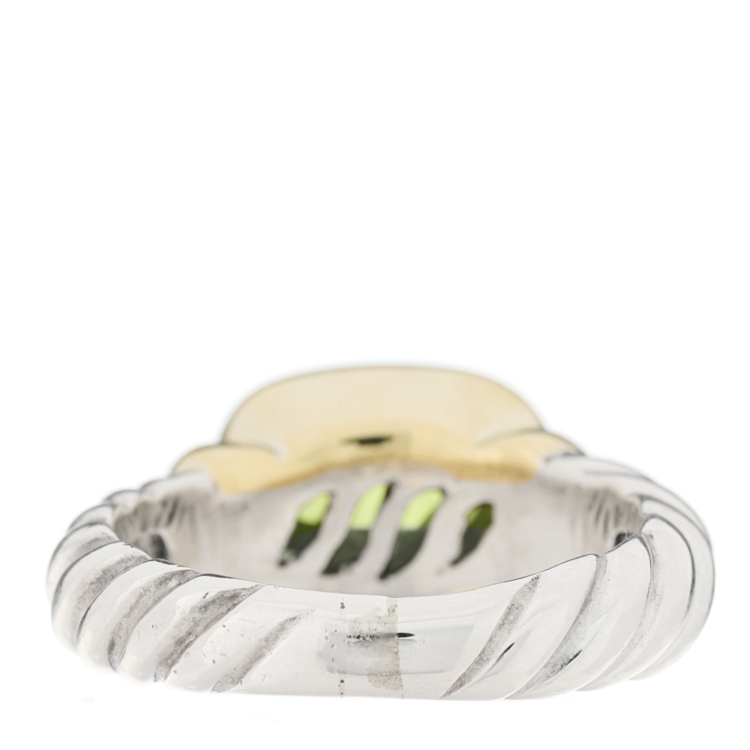 David Yurman Sterling Silver 14K Yellow Gold Peridot 10mm Noblesse Ring 51 5.75 5 of 6