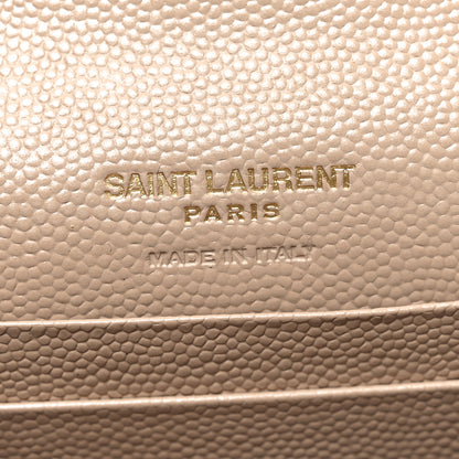 Saint Laurent Grain De Poudre Matelasse Chevron Small Monogram Envelope Wallet Dark Beige 6 of 7