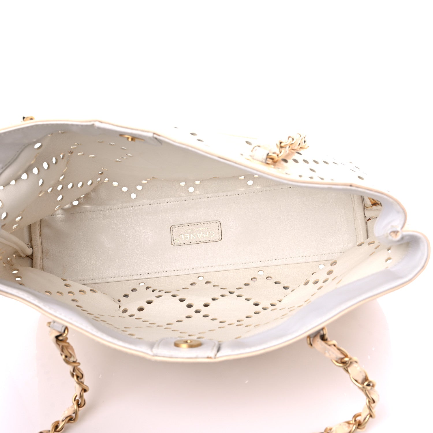 Chanel Patent Perforated CC Tote White 5 of 20