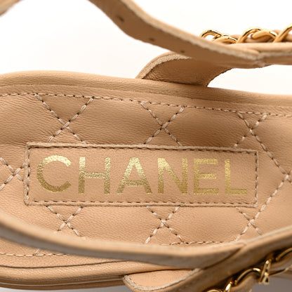 Chanel Lambskin Chain Platform Sandals 35 Beige 6 of 8