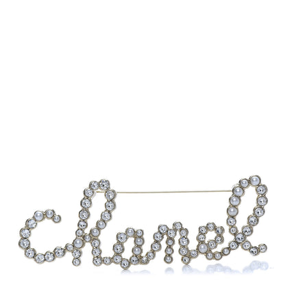 Chanel Metal Glass Swirling Pearls Brooch Pin Gold 1 of 5
