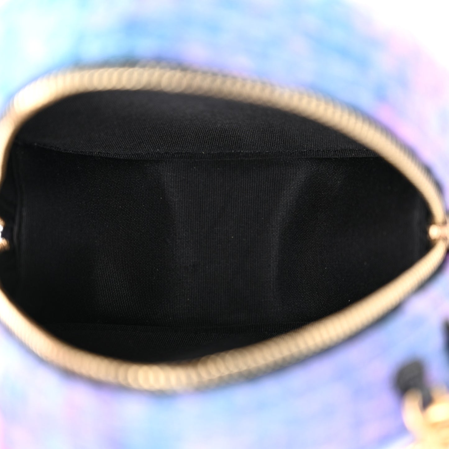 Wool Tweed Chanel 19 Round Clutch With Chain Purple Black Blue