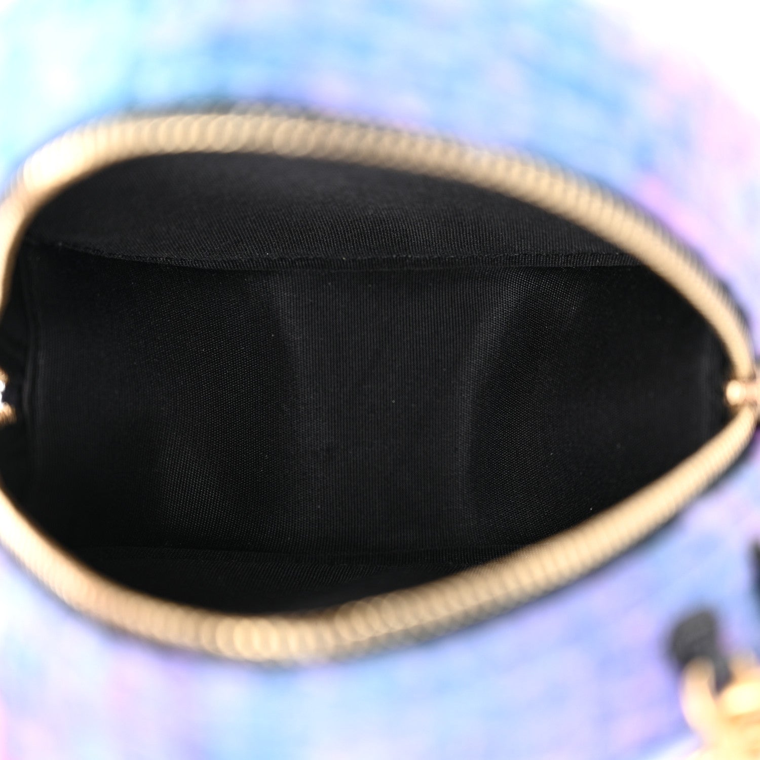 Chanel Wool Tweed Chanel 19 Round Clutch With Chain Purple Black Blue 5 of 11