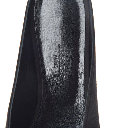Hermes Suede Goatskin Crystal Roxane Mules 38 Black 5 of 8