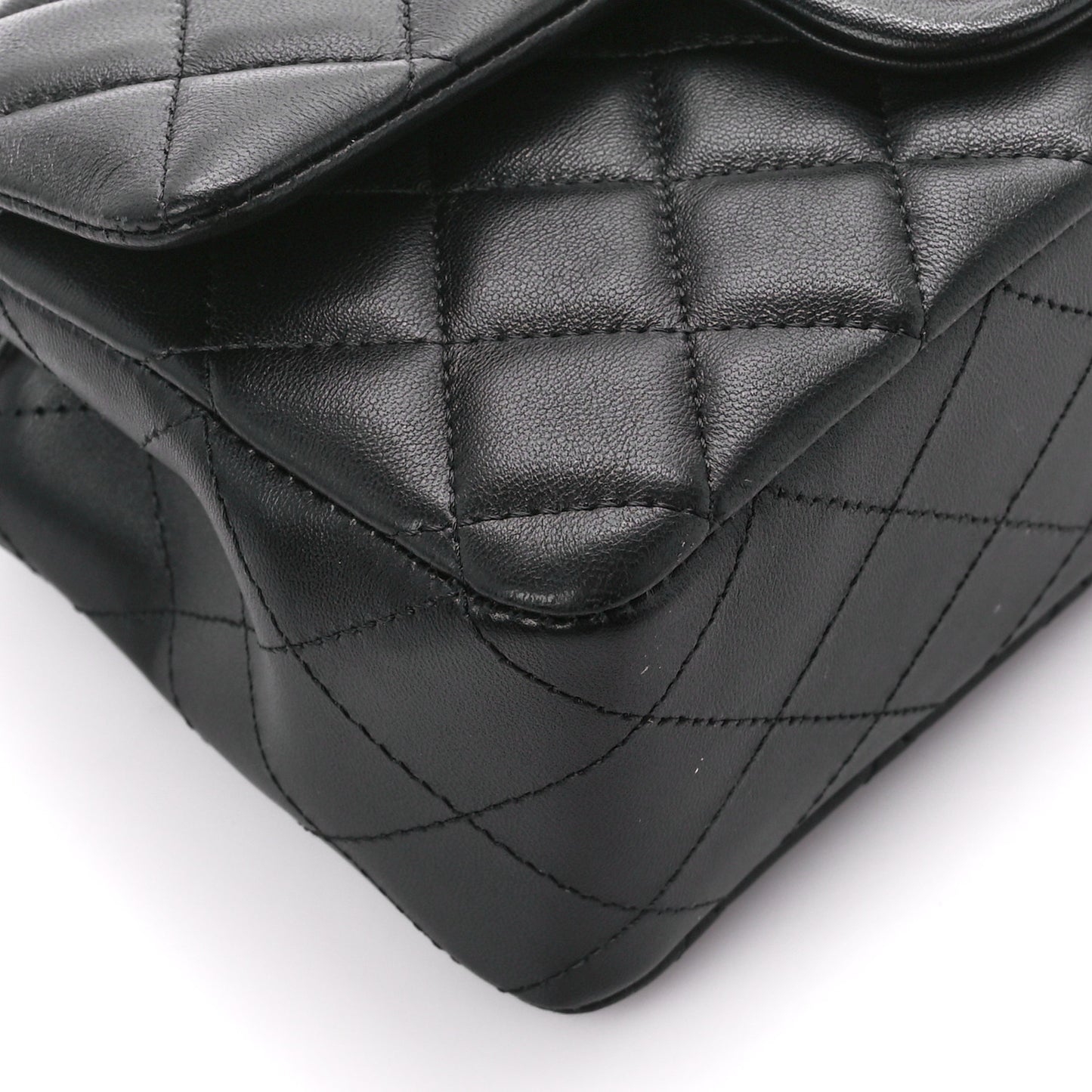Lambskin Quilted Mini Rectangular Flap Black