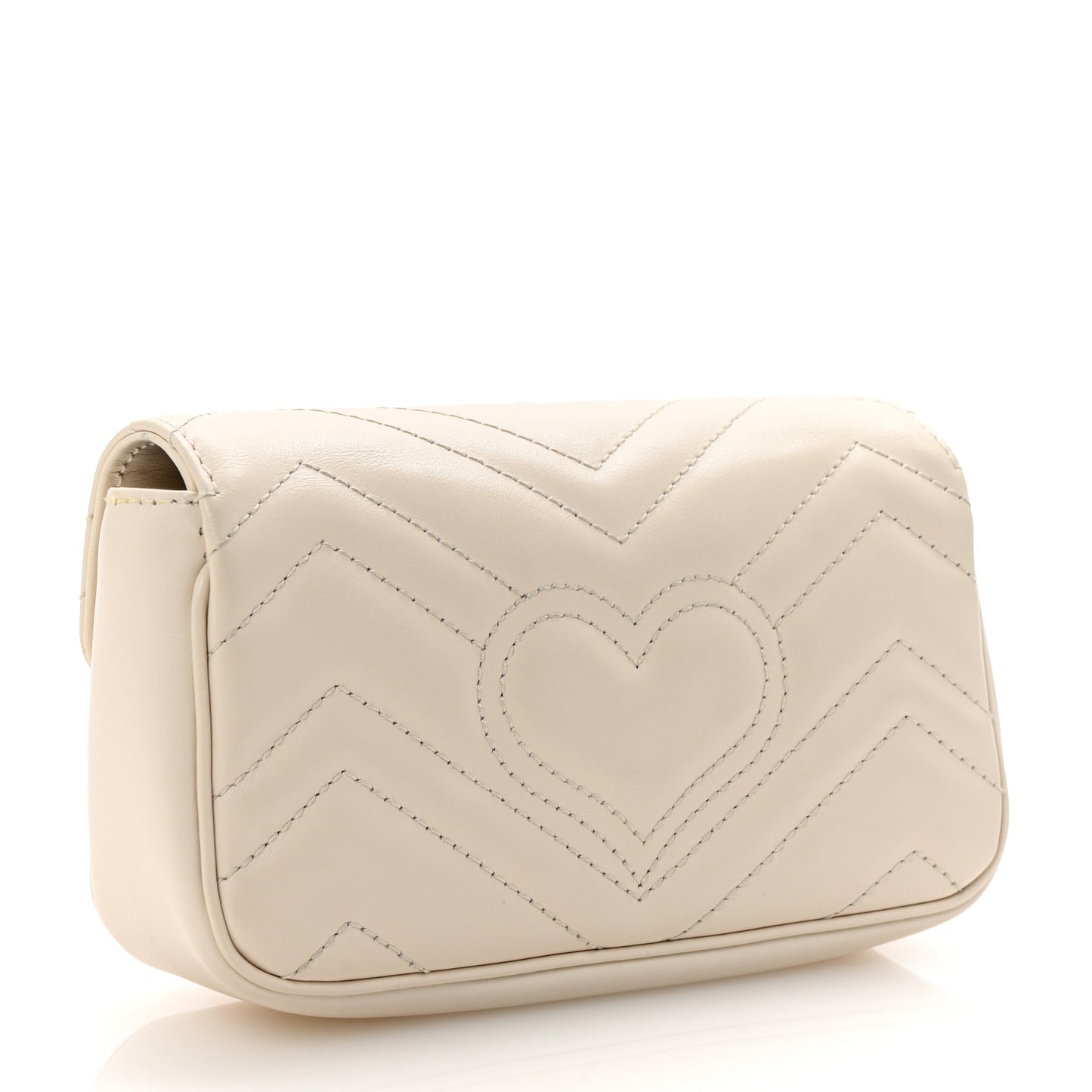 Calfskin Matelasse Super Mini GG Marmont Shoulder Bag White
