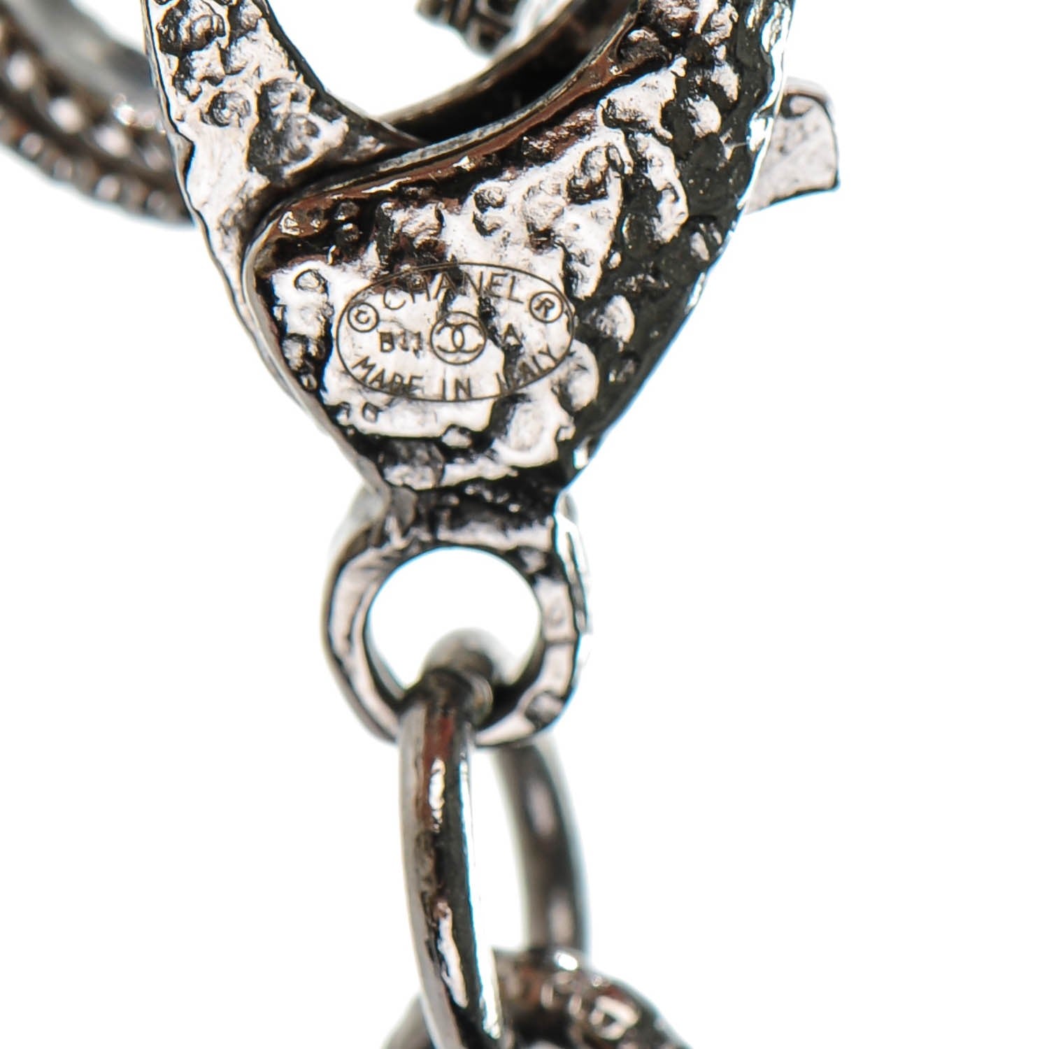 Chanel Gripoix Poured Glass Pearl CC Necklace Silver 4 of 5