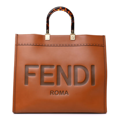 Fendi Vitello King Plexiglass Large Fendi Sunshine Shopper Tote Cuoio 1 of 13