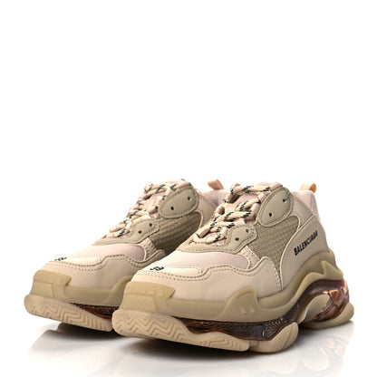 Balenciaga Fabric Mesh Clear Sole Womens Triple S Sneakers 39 Beige 3 of 7