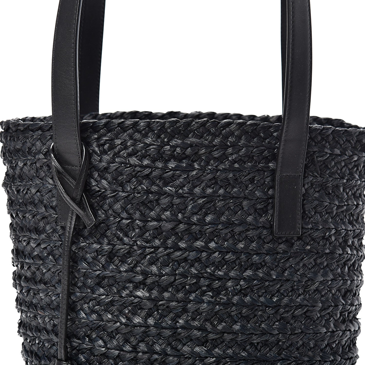 Saint Laurent Raffia Calfskin Small Panier Tote Black 7 of 9