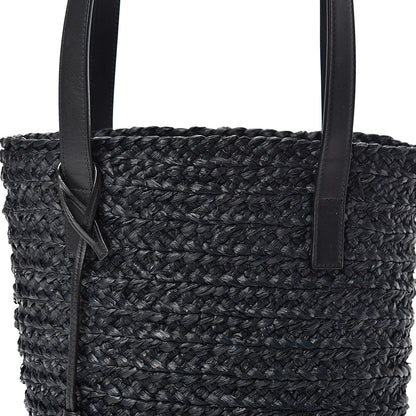 Saint Laurent Raffia Calfskin Small Panier Tote Black 7 of 9
