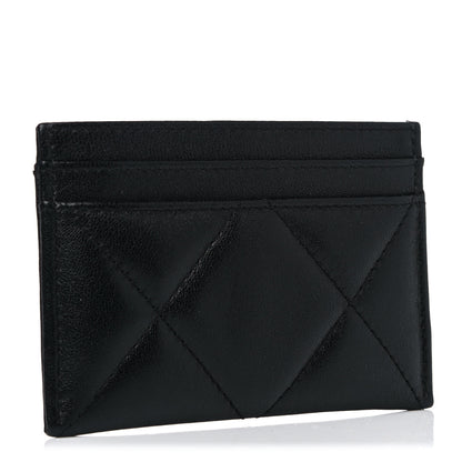 Chanel Shiny Goatskin Quilted Chanel 19 Card Holder Black 3 of 9