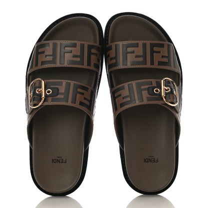 Fendi Calfskin FF Embossed Slide Sandals 40.5 Maya Black 6 of 12