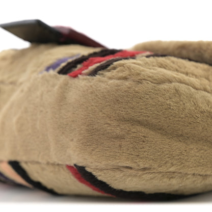 Fendi Rabbit Fur Striped Baguette Multicolor 8 of 11