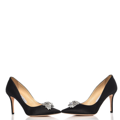 Jimmy Choo Satin Crystal Mamey 85 Pumps 37.5 Black 8 of 9