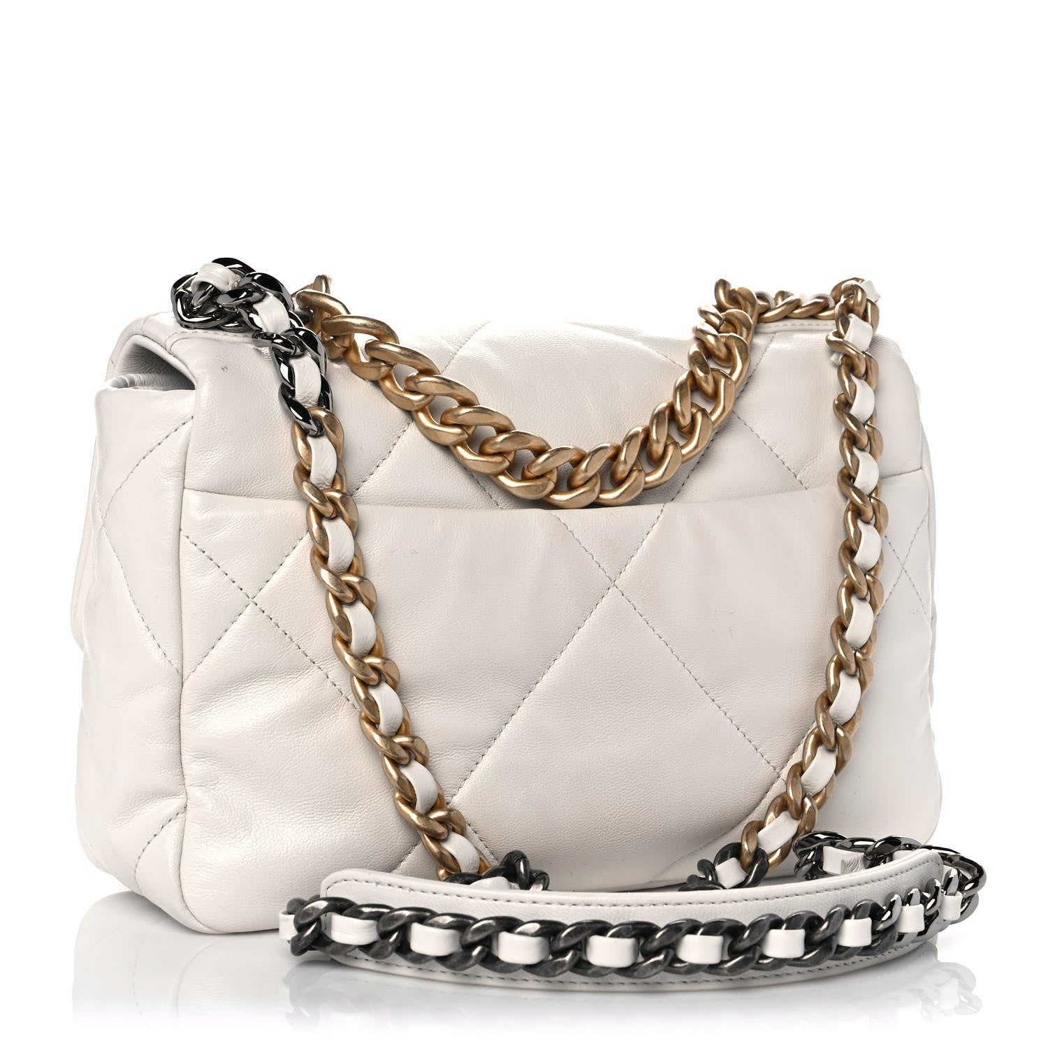Chanel Goatskin Quilted Medium Chanel 19 Flap White 2 of 9