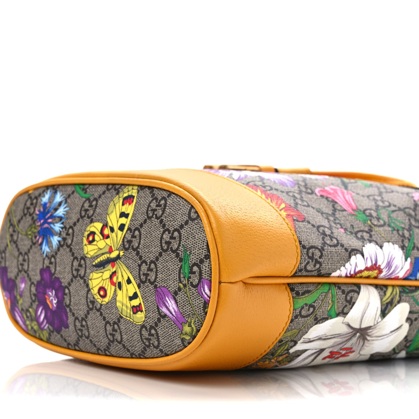 GG Supreme Monogram Flora Small Ophidia Bucket Bag Beige Multicolor Crop