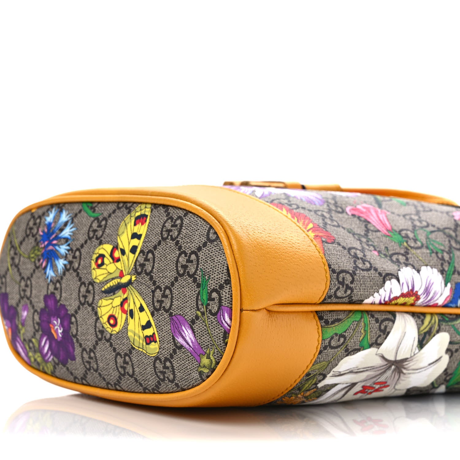 Gucci GG Supreme Monogram Flora Small Ophidia Bucket Bag Beige Multicolor Crop 9 of 10