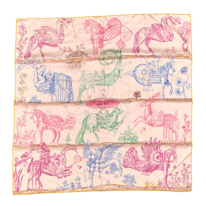 Hermes Silk Della Cavalleria Favolosa Reversible Scarf 90 Rose The Magenta Rose Fragola 1 of 5