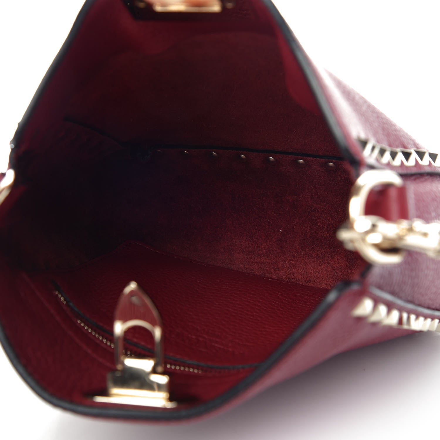 Valentino Garavani Pebbled Calfskin Mini Rockstud Flip-Lock Messenger Bag Rubino 5 of 10