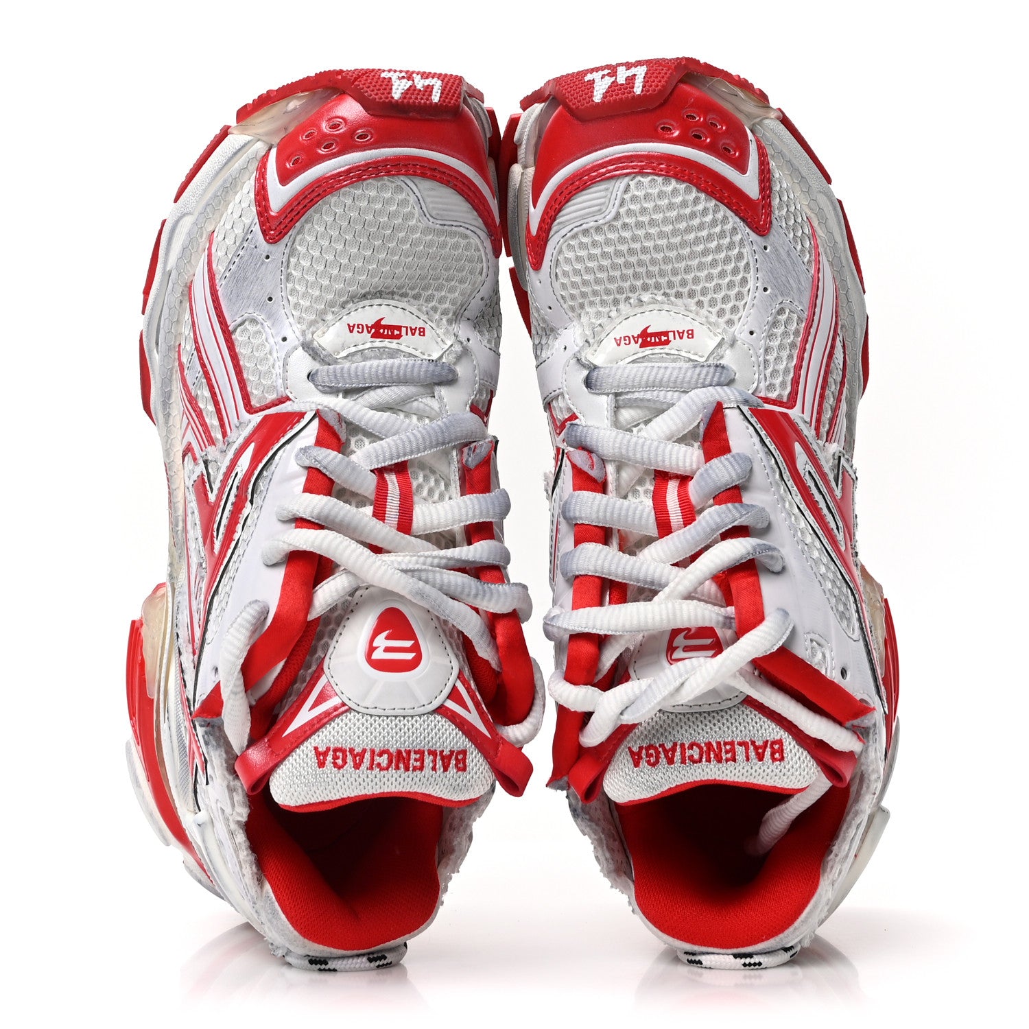 Balenciaga Mesh Rubber Bi-Color Mens Runner Sneakers 41 Red White